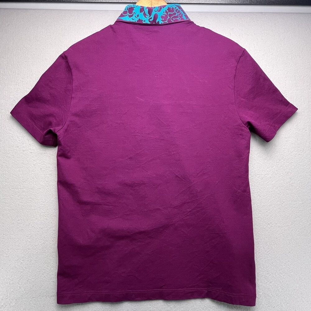 Versace Polo Shirt Men's L Purple Textured Collar Short Sleeve Chest Logo Knit - Picture 7 of 13
